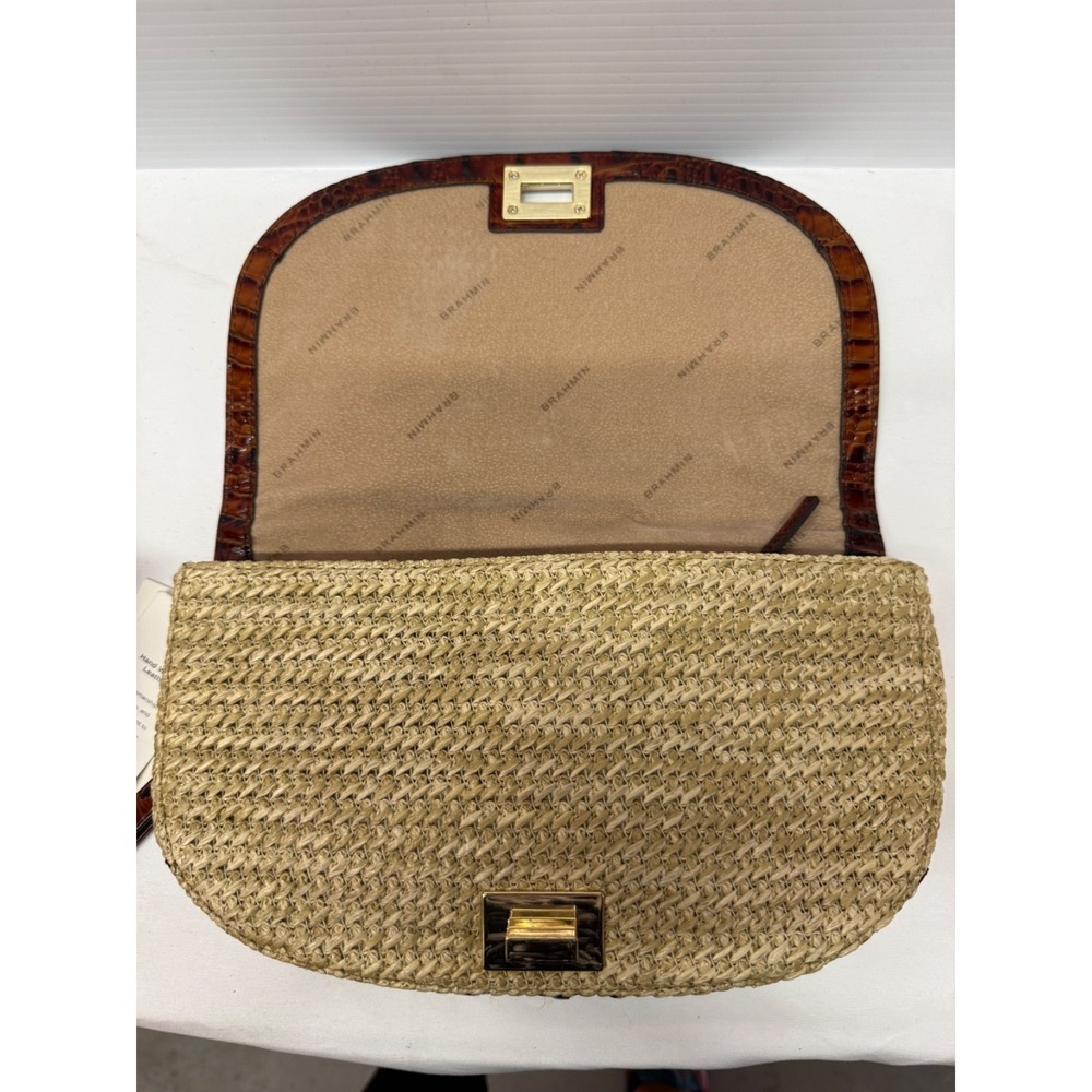 NWT BRAHMIN Le Jardin Collection Sandrine Straw Clutch - Natural w/Floral Accent - Picture 12 of 12